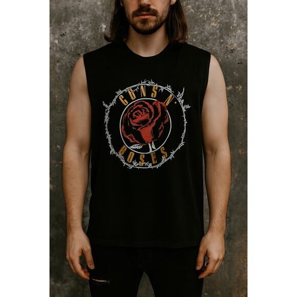 Guns N Roses Sleeveless Band T-Shirt Tank Top Black Rock Graphic Tee Unisex Med - Picture 1 of 7